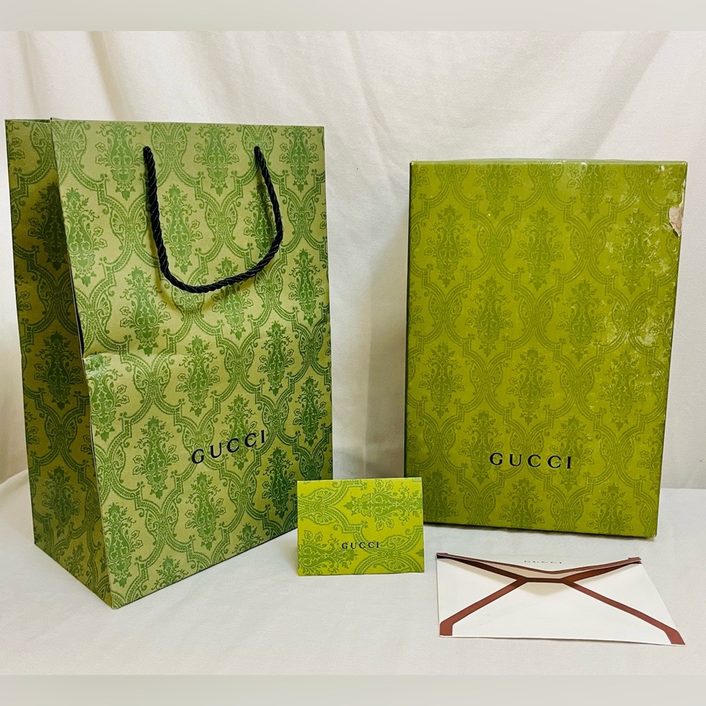 Gucci Shoe Box, Gift Bag, & Cards